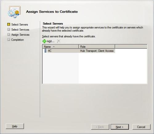 Assign Services to certificate